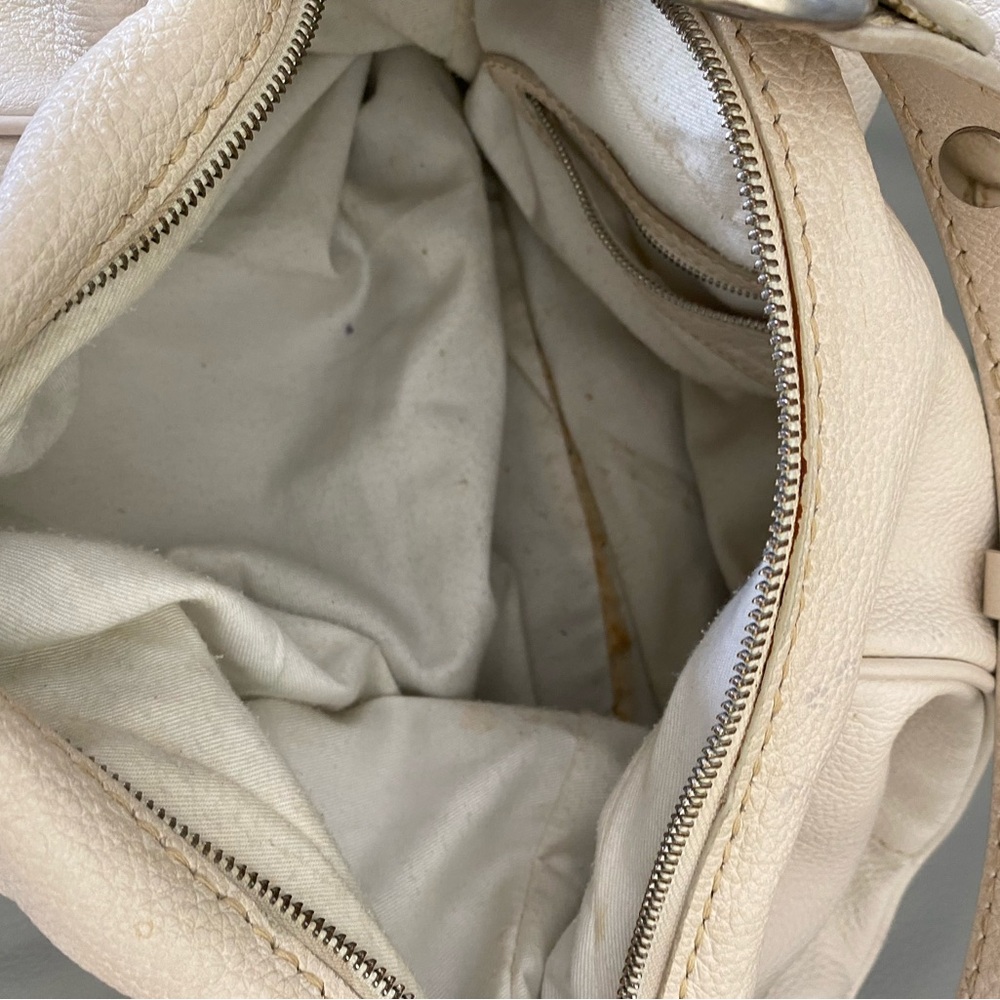 Tod's Cream Leather Hobo Bag with Silver Hardware - Picture 10 of 13